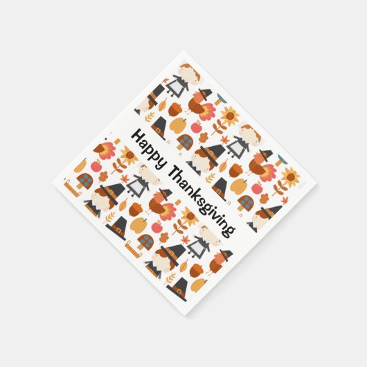 Thanksgiving Pilgrims Harvest Pattern Servet (Hoek)