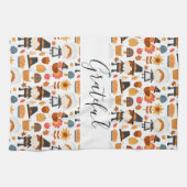 Thanksgiving Pilgrims Harvest Pattern Theedoek (Horizontaal)