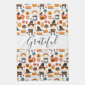 Thanksgiving Pilgrims Harvest Pattern Theedoek (Verticaal)