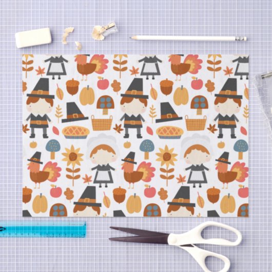 Thanksgiving Pilgrims Harvest Pattern Tissuepapier (Craft)