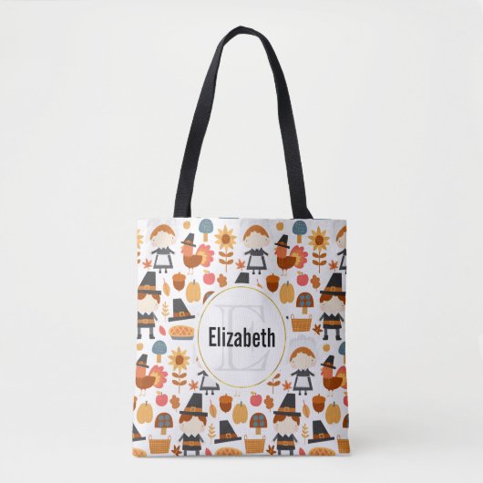 Thanksgiving Pilgrims Harvest Pattern Tote Bag (Voorkant)