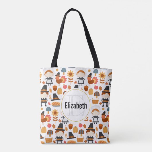 Thanksgiving Pilgrims Harvest Pattern Tote Bag (Achterkant)