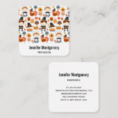 Thanksgiving Pilgrims Harvest Pattern Vierkante Visitekaartje (Voorkant / Achterkant)