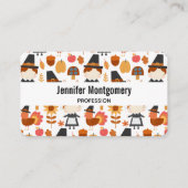 Thanksgiving Pilgrims Harvest Pattern Visitekaartje (Voorkant)