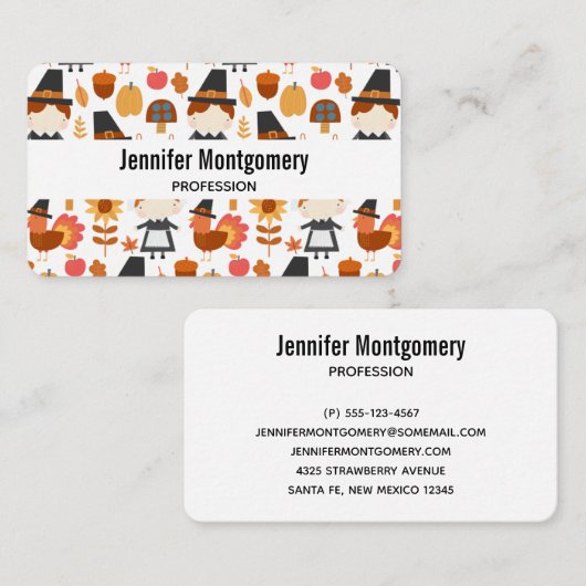Thanksgiving Pilgrims Harvest Pattern Visitekaartje (Voorkant / Achterkant)