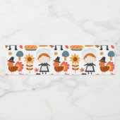 Thanksgiving Pilgrims Harvest Pattern Waterfles Etiket (Enkel label)