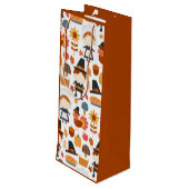 Thanksgiving Pilgrims Harvest Pattern Wijn Cadeautas (Achterkant Gekanteld)