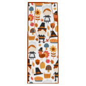 Thanksgiving Pilgrims Harvest Pattern Wijn Cadeautas (Voorkant)