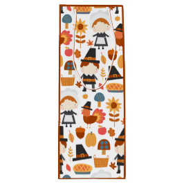 Thanksgiving Pilgrims Harvest Pattern Wijn Cadeautas