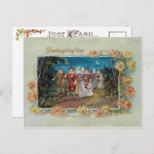  Thanksgiving Pilgrims in Moonlight Feestdagenkaart (Voorkant / Achterkant)