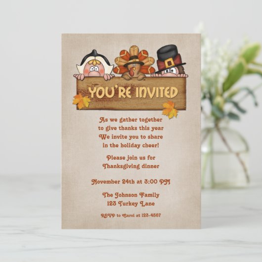 Thanksgiving Pilgrims Kaart (Staand voorkant)