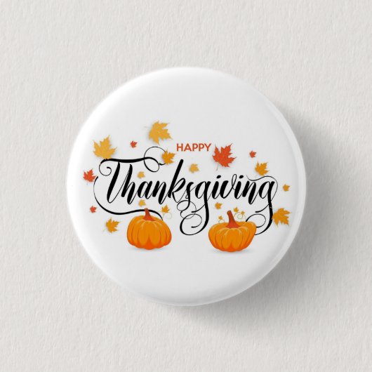 Thanksgiving Pin Button — Pumpkin Pin Button (Voorkant)