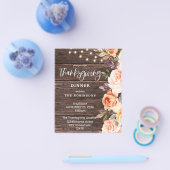 Thanksgiving Pink & Peach Floral met Lichten Flyer (Enkel)