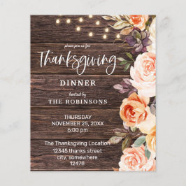 Thanksgiving Pink & Peach Floral met Lichten Flyer