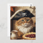 Thanksgiving piratenkat met taart briefkaart (Voorkant / Achterkant)