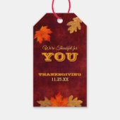 Thanksgiving plaats instelling dankbaar voor Label Cadeaulabel (Voorkant)