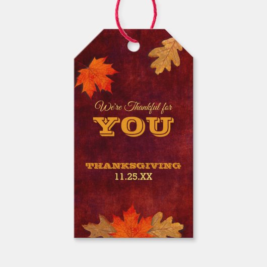 Thanksgiving plaats instelling dankbaar voor Label Cadeaulabel (Voorkant)