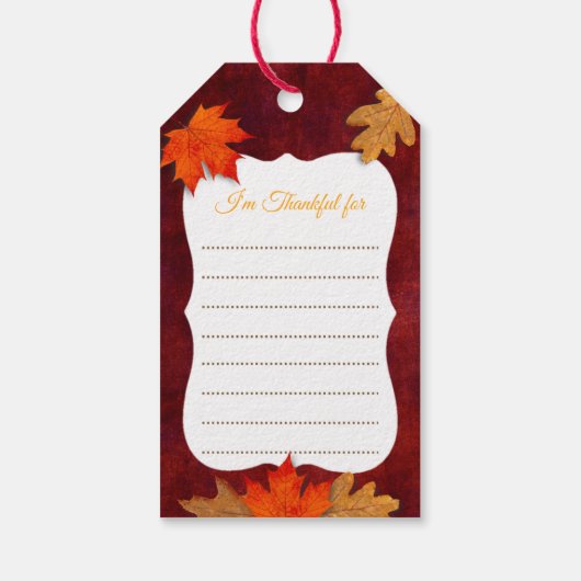 Thanksgiving plaats instelling dankbaar voor Label Cadeaulabel (Achterkant)