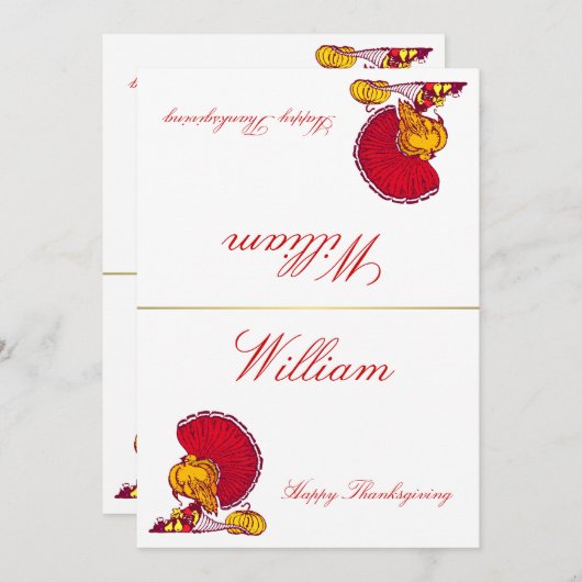 Thanksgiving plaatst kaarten met Turkije (Voorkant / Achterkant)