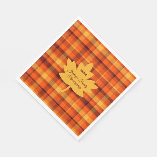 Thanksgiving Plaid Maple Servet (Hoek)