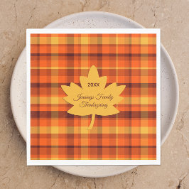 Thanksgiving Plaid Maple Servet