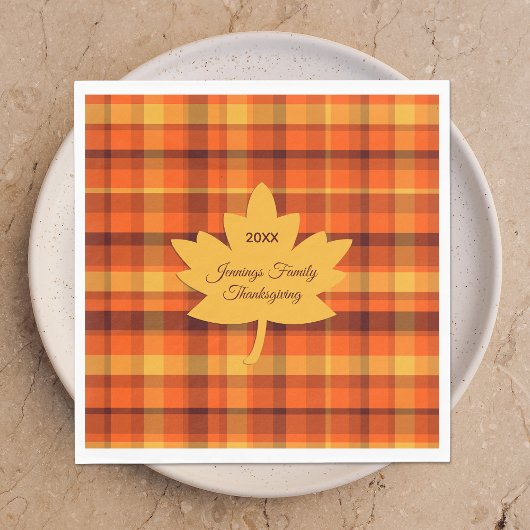 Thanksgiving Plaid Maple Servet