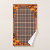 Thanksgiving Plaid met pompoenrand Handdoek (Handdoek)