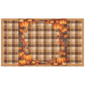 Thanksgiving Plaid met pompoenrand Tafelkleed (Voorkant (Horizontaal))