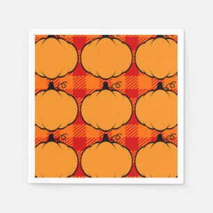 Thanksgiving Plaid Pompoen Tekening Aangepaste tek Servet