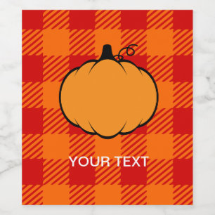 Thanksgiving Plaid Pompoen Tekening Aangepaste tek Wijn Etiket