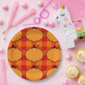 Thanksgiving Plaid Pompoen Tekening Papieren Bordje (Feest)