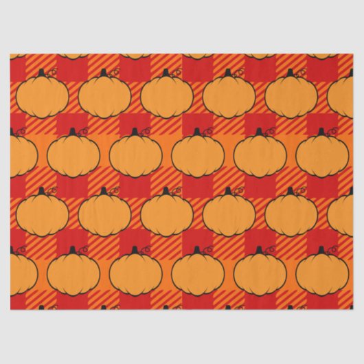 Thanksgiving Plaid Pompoen Tekening Tissuepapier (Voorkant)