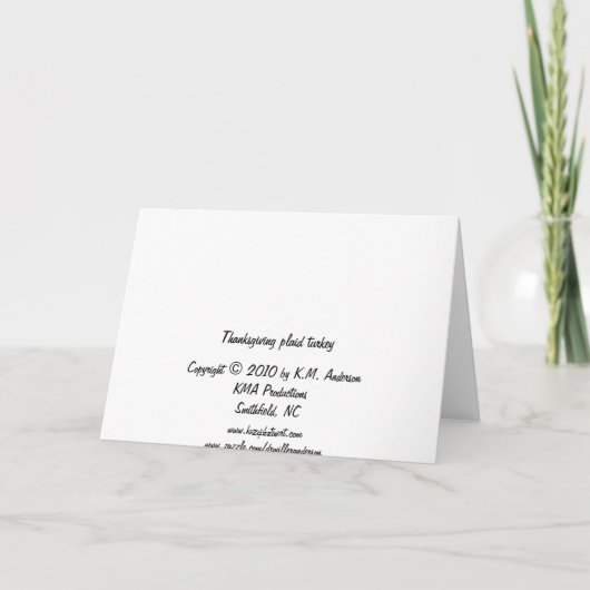 Thanksgiving plaid turkey feestdagen kaart (Achterkant)