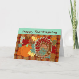 Thanksgiving plaid turkey feestdagen kaart