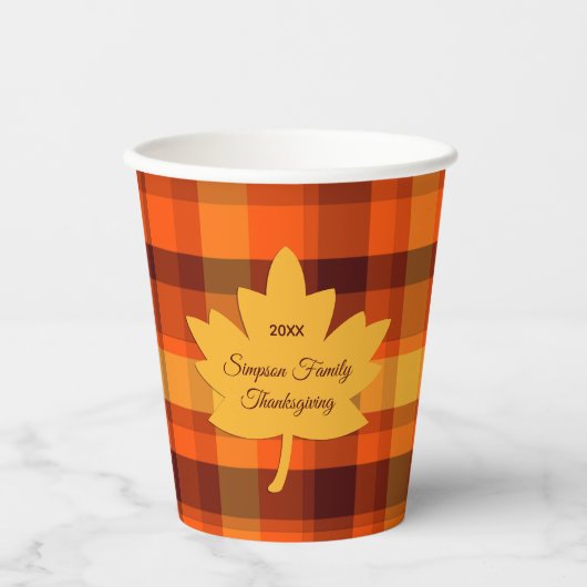 Thanksgiving Plaid with Maple Leaf Papieren Bekers (Voorkant)