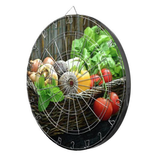 Thanksgiving plantaardige oogst in een mandje dartbord (Voorkant Rechts)
