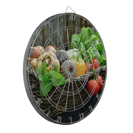 Thanksgiving plantaardige oogst in een mandje dartbord (Voorkant Links)
