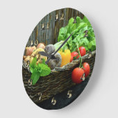 Thanksgiving plantaardige oogst in een mandje grote klok (Hoek)