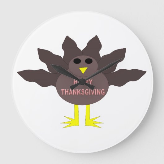 Thanksgiving Plucked Turkey Wall Clock Grote Klok (Voorkant)