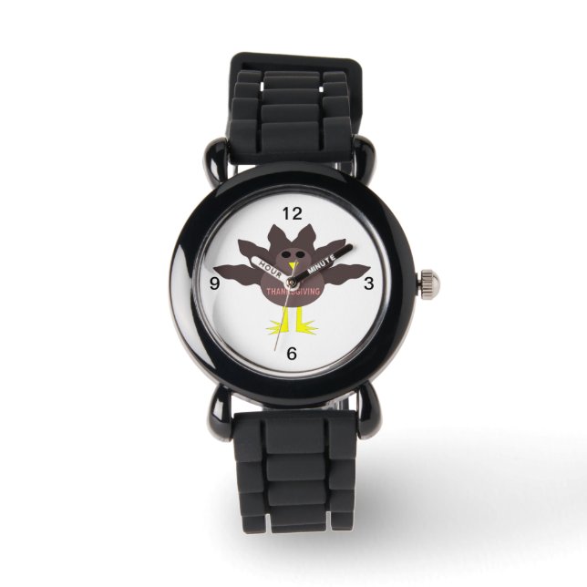 Thanksgiving Plucked Turkey Watch with Numbers Horloge (Voorkant)