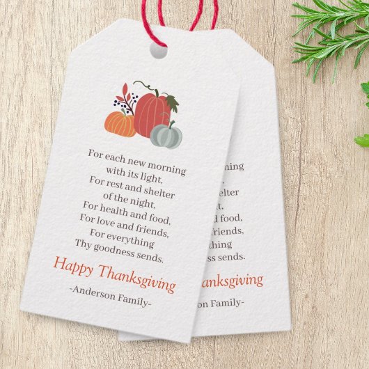Thanksgiving Poem Country Rustic Autumn Pumpkins Cadeaulabel