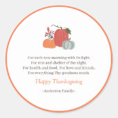 Thanksgiving Poem Country Rustic Autumn Pumpkins Ronde Sticker (Voorkant)