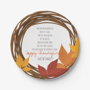Thanksgiving Poem.Fijne Thanksgiving.Personaliseer Papieren Bordje