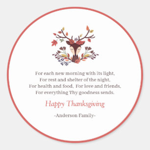 Thanksgiving Poem Land Rustic Autumn Foliage Ronde Sticker