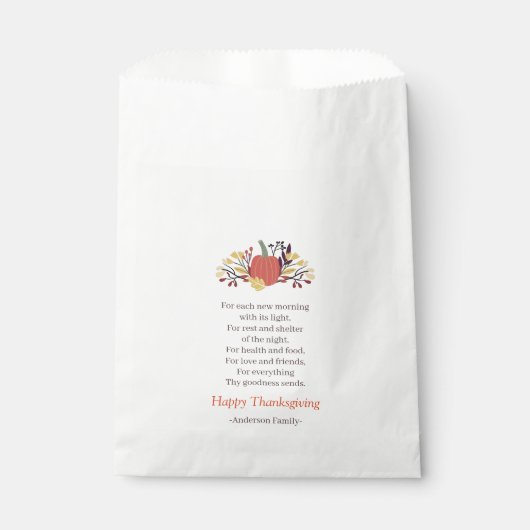 Thanksgiving Poem Land Rustic Pumpkin Bouquet Bedankzakje (Voorkant)