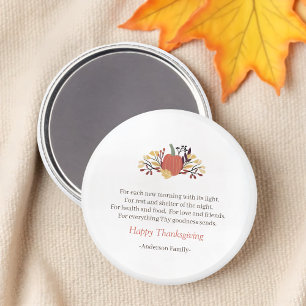 Thanksgiving Poem Land Rustic Pumpkin Bouquet Magneet