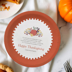 Thanksgiving Poem Land Rustic Pumpkin Bouquet Papieren Bordje