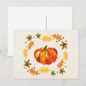 Thanksgiving pomkin laat Waterverven over Feestdagenkaart (Voorkant / Achterkant)