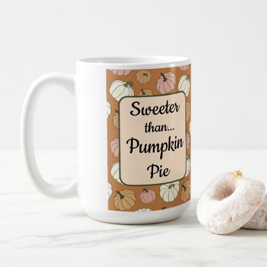 Thanksgiving pompoen all-over print koffiemok (Met donut)