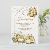 Thanksgiving Pompoen Bloemen Vriendsgiving Diner Kaart (Staand voorkant)